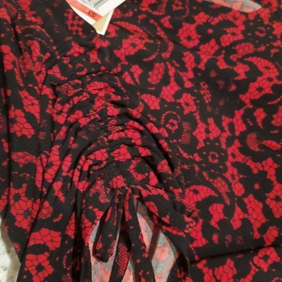 Nwt MICHEAL KORS LACE PRINT PEASANT TOP W SIDE DETAIL - Picture 6 of 10